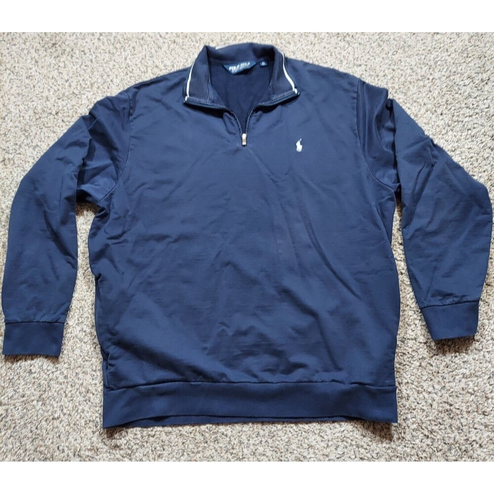 Polo Golf Ralph Lauren Sweater Men's XL Navy Blue 1/4 Zip Pullover Cotton